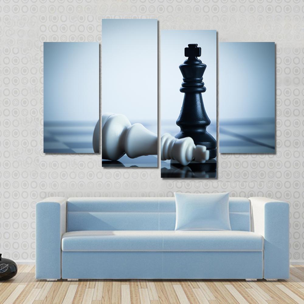 Black & White Chess Canvas Wall Art-4 Pop-Gallery Wrap-50" x 32"-Tiaracle
