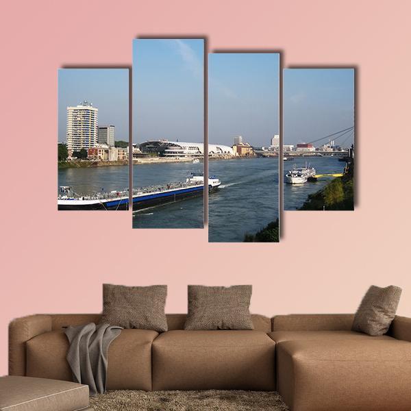 Cargo Ship & Cruise Ship Canvas Wall Art-4 Pop-Gallery Wrap-50" x 32"-Tiaracle