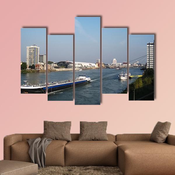 Cargo Ship & Cruise Ship Canvas Wall Art-5 Pop-Gallery Wrap-47" x 32"-Tiaracle