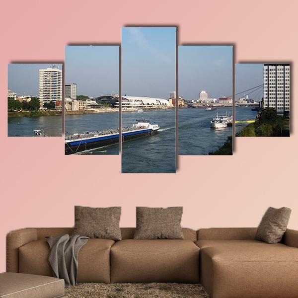 Cargo Ship & Cruise Ship Canvas Wall Art-5 Star-Gallery Wrap-62" x 32"-Tiaracle