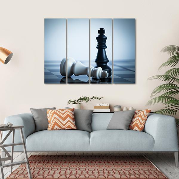 Black &amp; White Chess Canvas Wall Art-4 Horizontal-Gallery Wrap-34&quot; x 24&quot;-Tiaracle