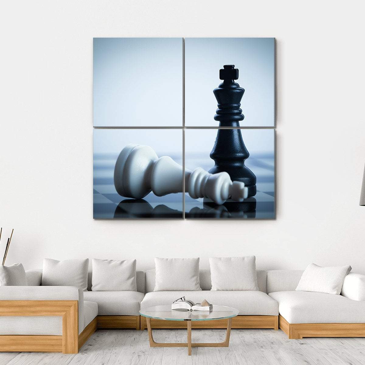 Black &amp; White Chess Canvas Wall Art-4 Square-Gallery Wrap-17&quot; x 17&quot;-Tiaracle
