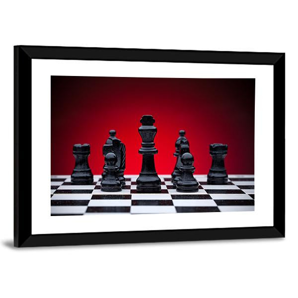 Black Chess Pieces Canvas Wall Art-5 Horizontal-Gallery Wrap-22" x 12"-Tiaracle