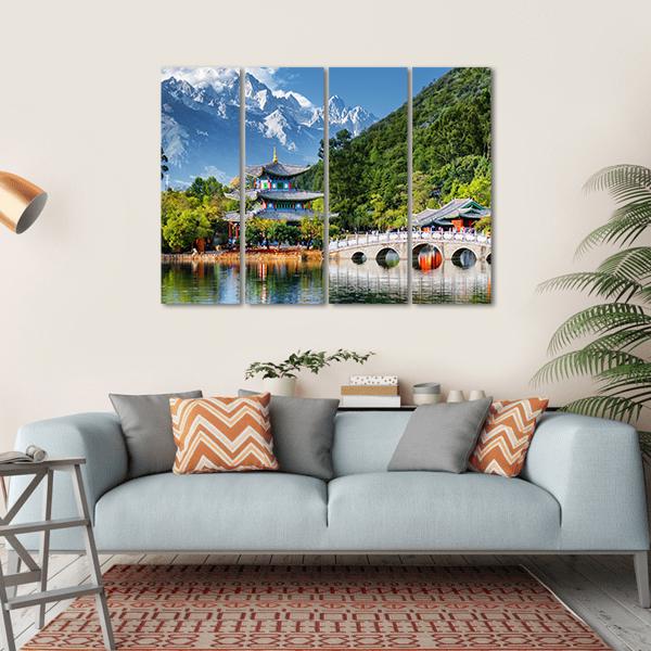 Black Dragon Pool Canvas Wall Art-4 Horizontal-Gallery Wrap-34" x 24"-Tiaracle