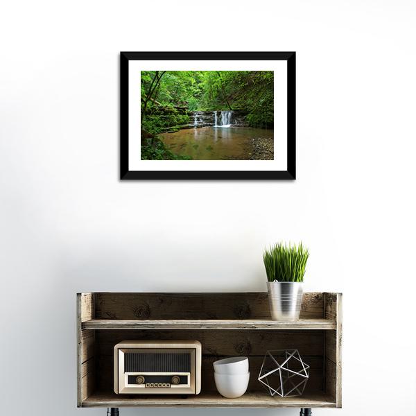 Black Forest Waterfall Germany Canvas Wall Art-1 Piece-Framed Print-20" x 16"-Tiaracle