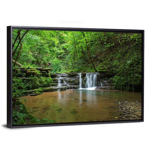 Black Forest Waterfall Germany Canvas Wall Art-3 Horizontal-Gallery Wrap-25" x 16"-Tiaracle