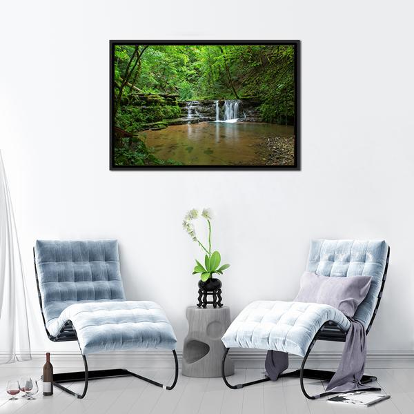 Black Forest Waterfall Germany Canvas Wall Art-3 Horizontal-Gallery Wrap-25" x 16"-Tiaracle