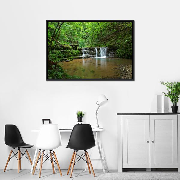 Black Forest Waterfall Germany Canvas Wall Art-3 Horizontal-Gallery Wrap-25" x 16"-Tiaracle
