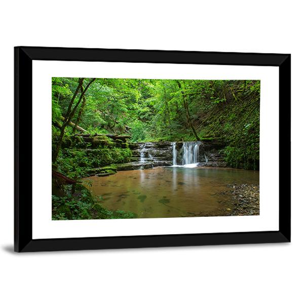 Black Forest Waterfall Germany Canvas Wall Art-3 Horizontal-Gallery Wrap-25" x 16"-Tiaracle