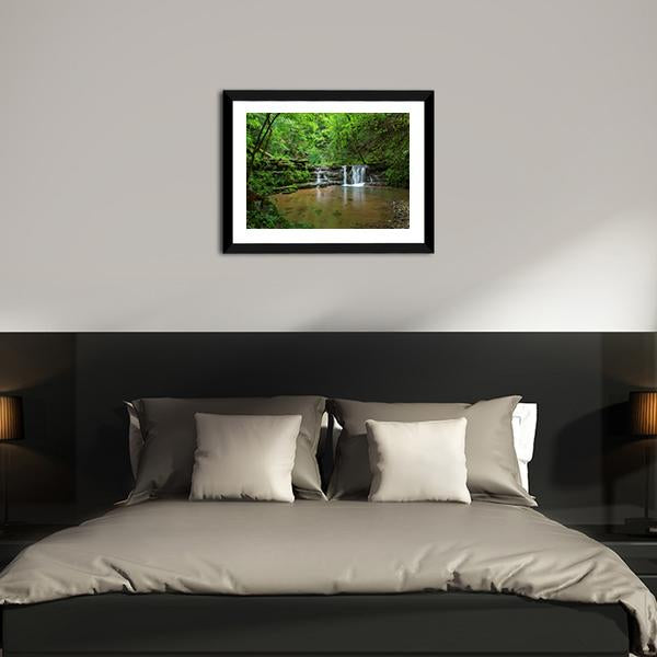 Black Forest Waterfall Germany Canvas Wall Art-3 Horizontal-Gallery Wrap-25" x 16"-Tiaracle