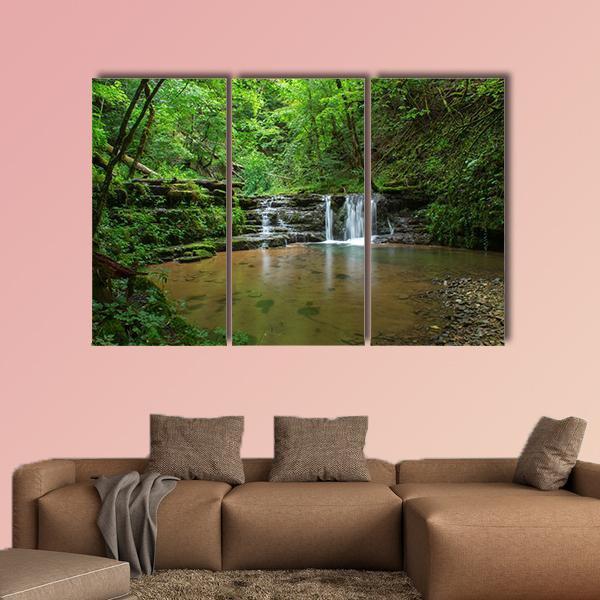 Black Forest Waterfall Germany Canvas Wall Art-3 Horizontal-Gallery Wrap-25" x 16"-Tiaracle