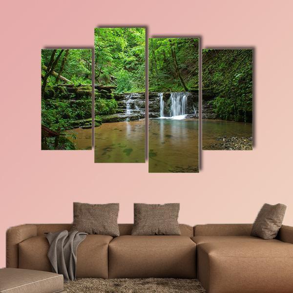 Black Forest Waterfall Germany Canvas Wall Art-4 Pop-Gallery Wrap-50" x 32"-Tiaracle
