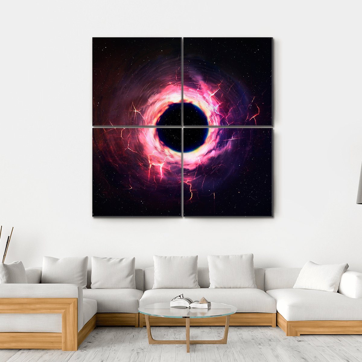 Black Hole Illustration Canvas Wall Art-4 Square-Gallery Wrap-17" x 17"-Tiaracle