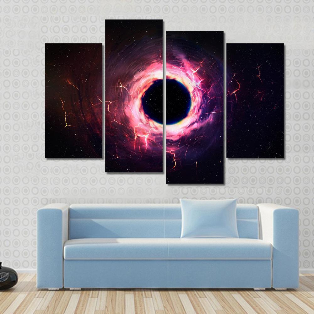 Black Hole Illustration Canvas Wall Art-4 Pop-Gallery Wrap-50" x 32"-Tiaracle