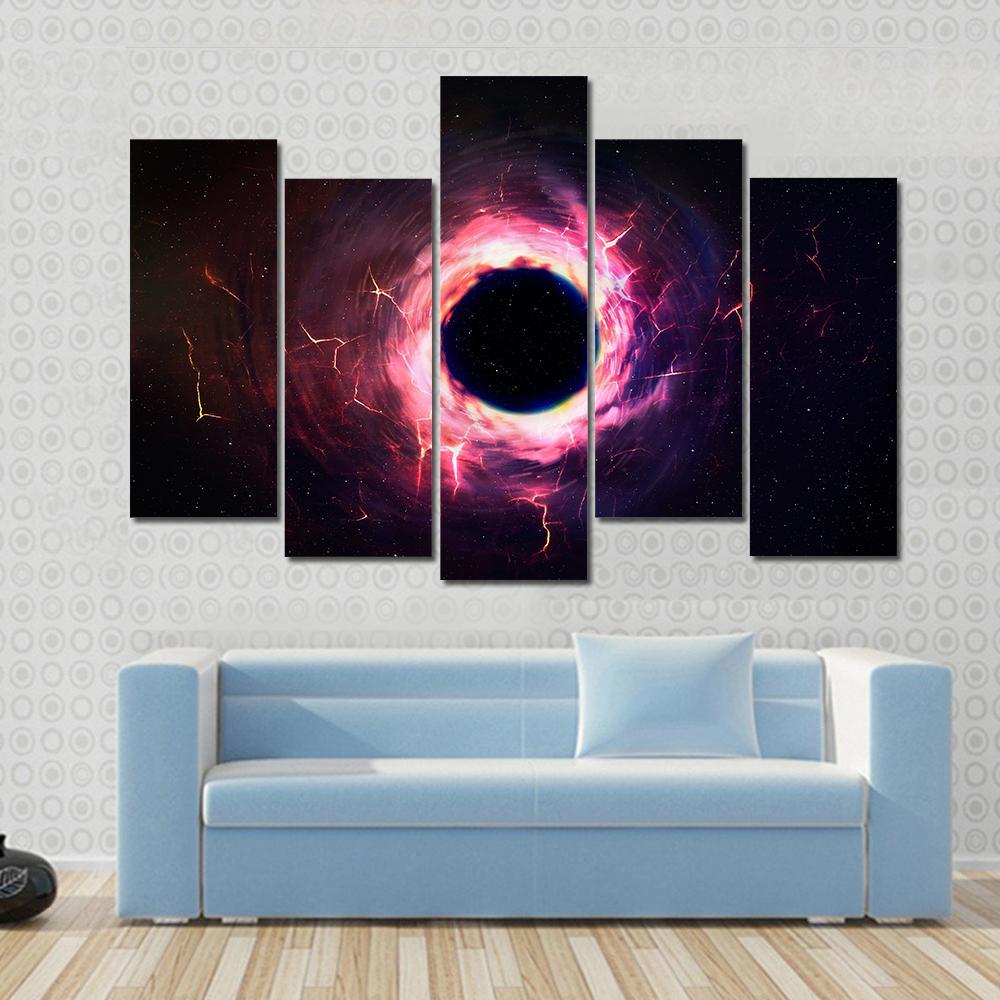Black Hole Illustration Canvas Wall Art-5 Pop-Gallery Wrap-47" x 32"-Tiaracle