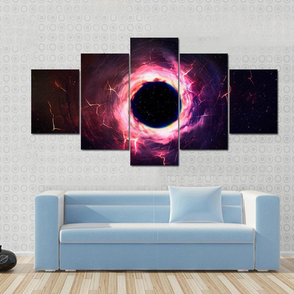 Black Hole Illustration Canvas Wall Art-5 Star-Gallery Wrap-62" x 32"-Tiaracle