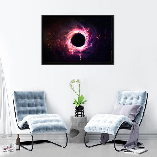Black Hole Illustration Panoramic Canvas Wall Art-1 Piece-36" x 12"-Tiaracle