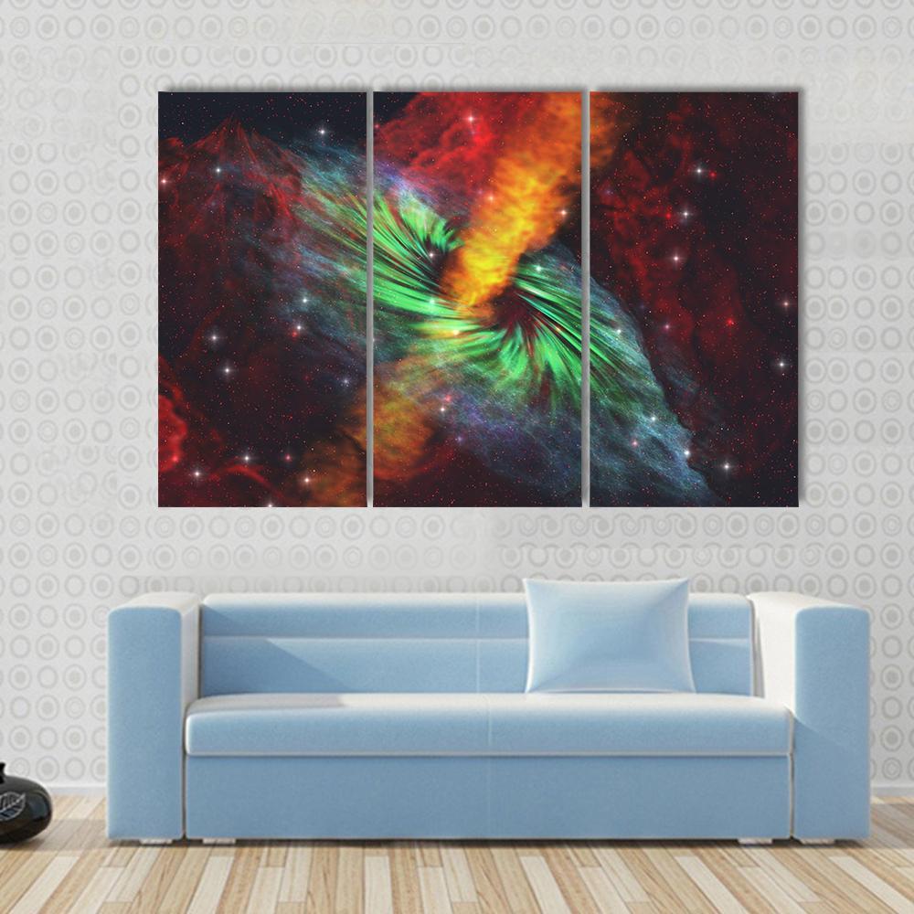 Black Hole In Cosmos Canvas Wall Art-3 Horizontal-Gallery Wrap-37" x 24"-Tiaracle