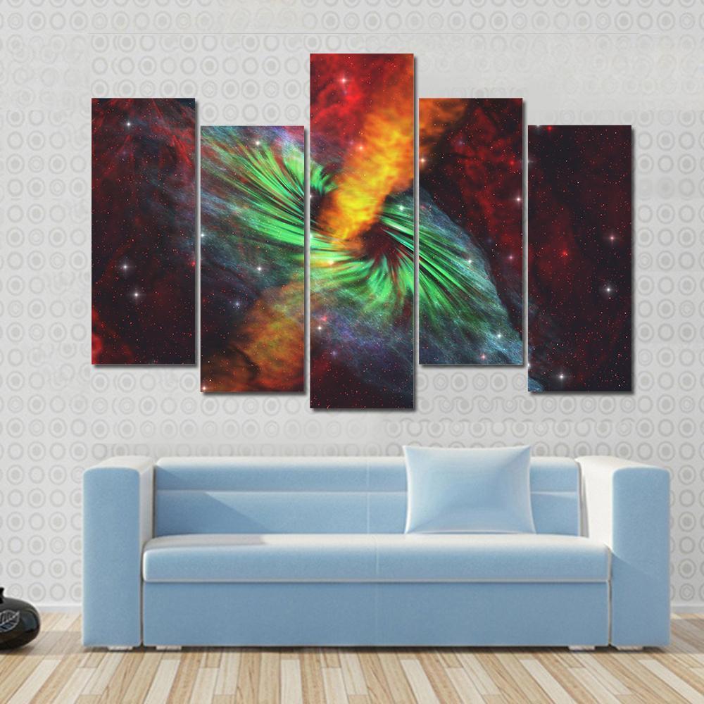 Black Hole In Cosmos Canvas Wall Art-5 Pop-Gallery Wrap-47" x 32"-Tiaracle