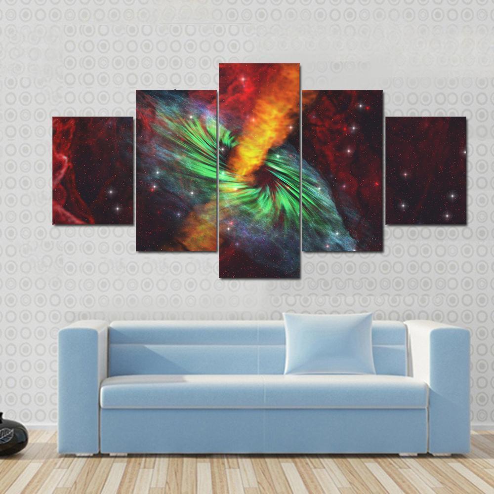 Black Hole In Cosmos Canvas Wall Art-5 Star-Gallery Wrap-62" x 32"-Tiaracle