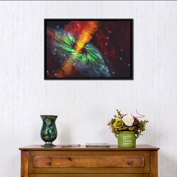 Black Hole In Cosmos Canvas Wall Art-1 Piece-Floating Frame-24" x 16"-Tiaracle