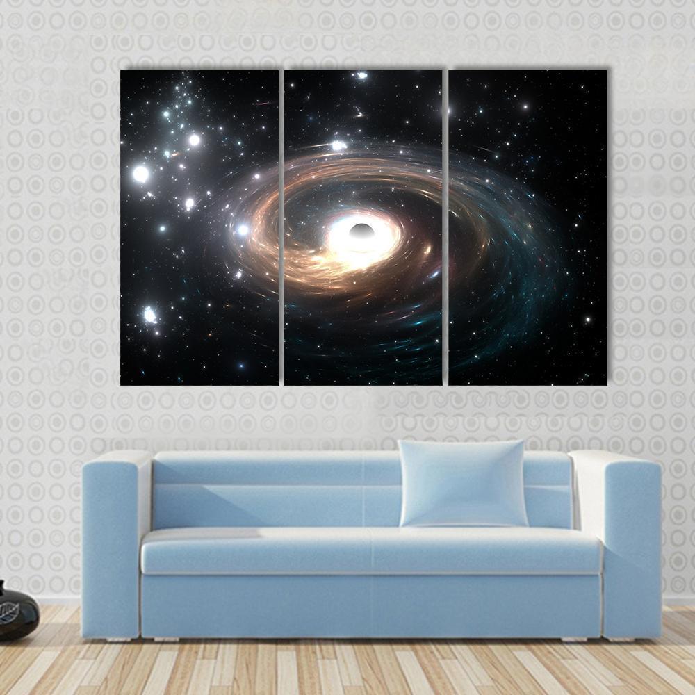 Black Hole In Deep Space Canvas Wall Art-3 Horizontal-Gallery Wrap-37" x 24"-Tiaracle