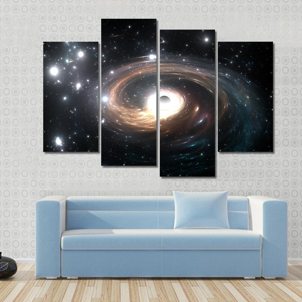 Black Hole In Deep Space Canvas Wall Art-4 Pop-Gallery Wrap-50" x 32"-Tiaracle