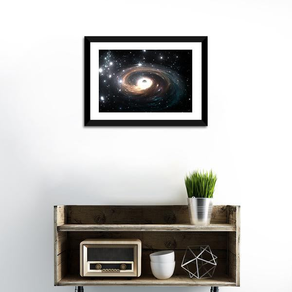 Black Hole In Deep Space Canvas Wall Art-1 Piece-Framed Print-20" x 16"-Tiaracle