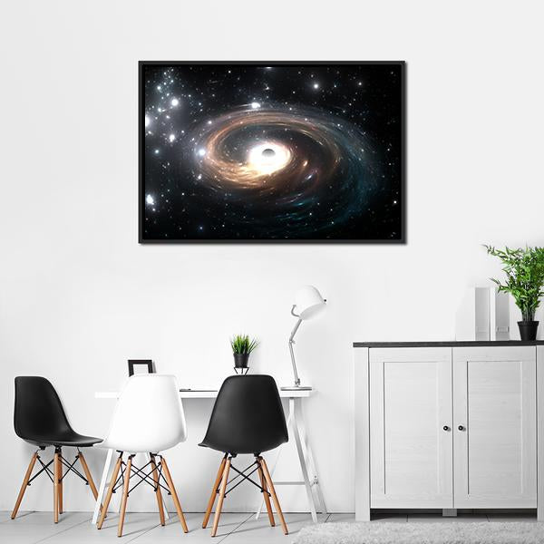 Black Hole In Deep Space Canvas Wall Art-3 Horizontal-Gallery Wrap-25" x 16"-Tiaracle