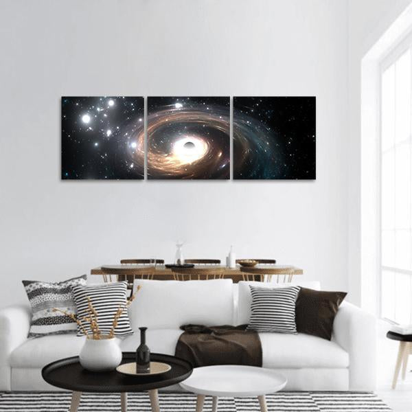 Black Hole In Deep Space Panoramic Canvas Wall Art-1 Piece-36" x 12"-Tiaracle