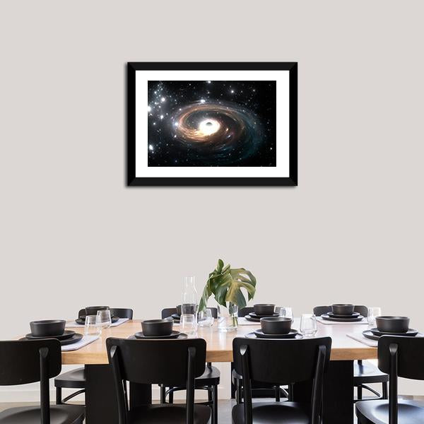 Black Hole In Deep Space Panoramic Canvas Wall Art-1 Piece-36" x 12"-Tiaracle