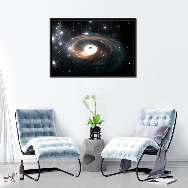 Black Hole In Deep Space Panoramic Canvas Wall Art-1 Piece-36" x 12"-Tiaracle
