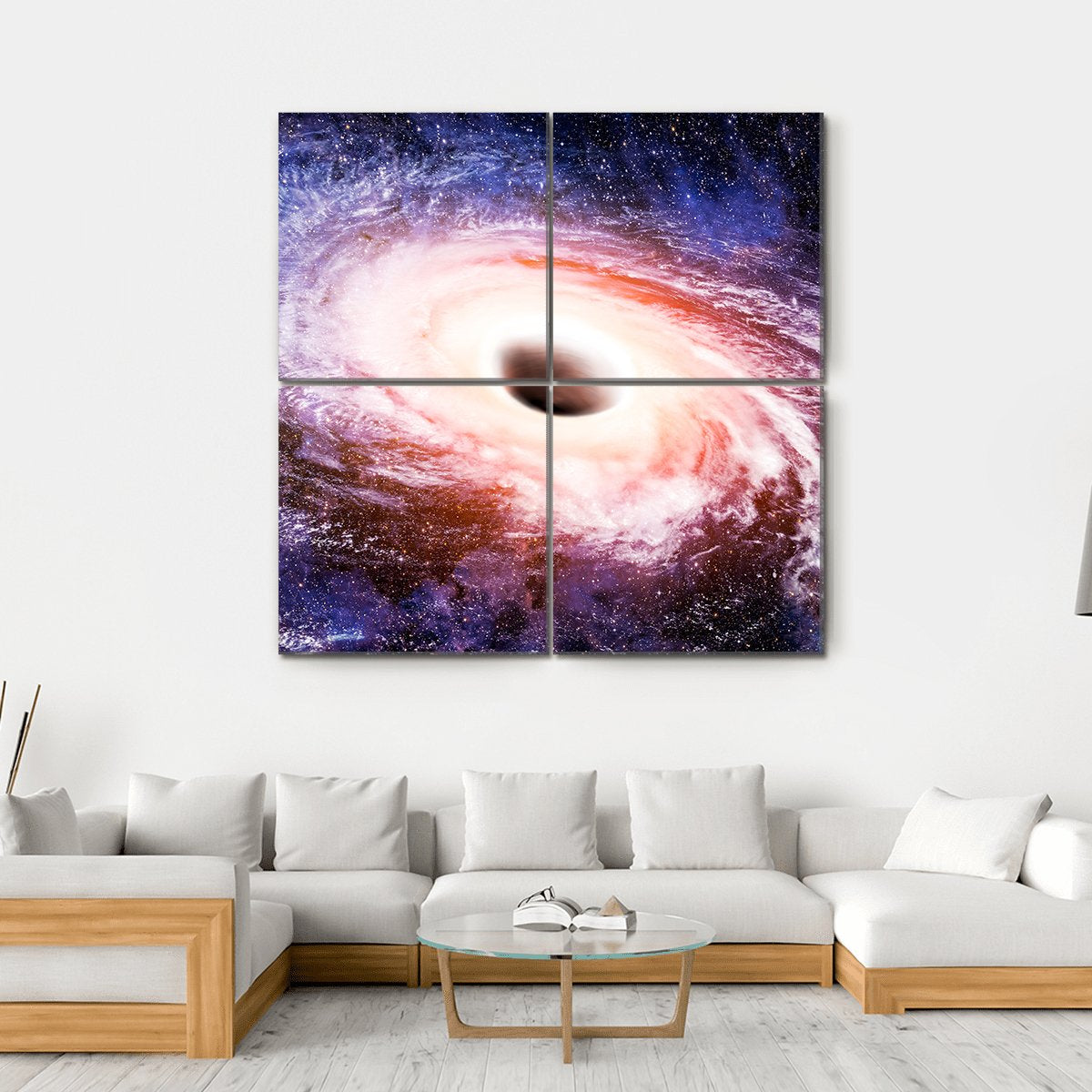Black Hole In Galaxy Canvas Wall Art-4 Horizontal-Gallery Wrap-34" x 24"-Tiaracle