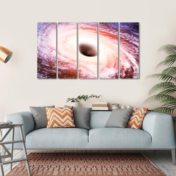 Black Hole In Galaxy Canvas Wall Art-5 Horizontal-Gallery Wrap-22" x 12"-Tiaracle
