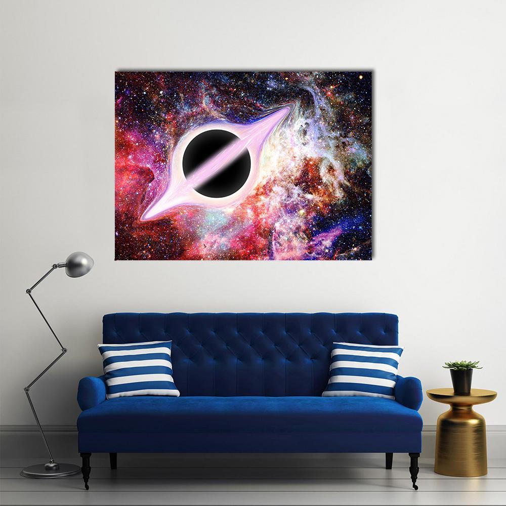 Black Hole In Outer Space Canvas Wall Art-4 Horizontal-Gallery Wrap-34" x 24"-Tiaracle