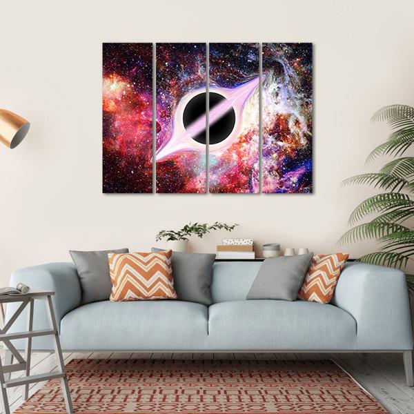 Black Hole In Outer Space Canvas Wall Art-4 Horizontal-Gallery Wrap-34" x 24"-Tiaracle