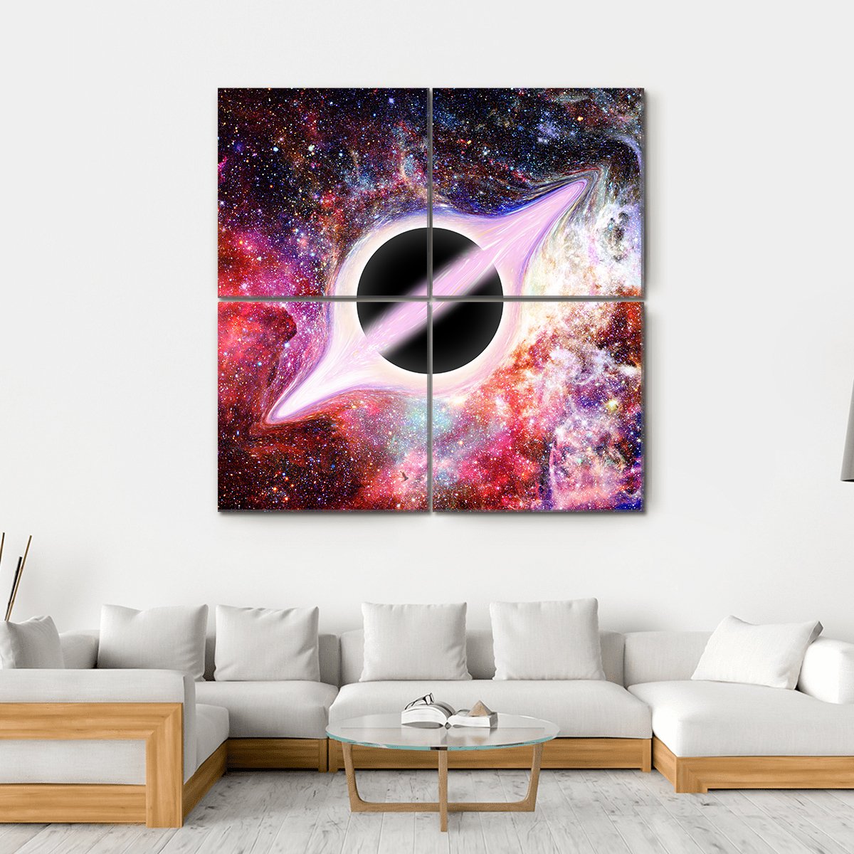 Black Hole In Outer Space Canvas Wall Art-4 Square-Gallery Wrap-17" x 17"-Tiaracle