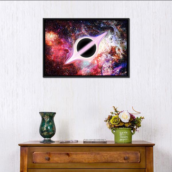 Black Hole In Outer Space Panoramic Canvas Wall Art-1 Piece-36" x 12"-Tiaracle