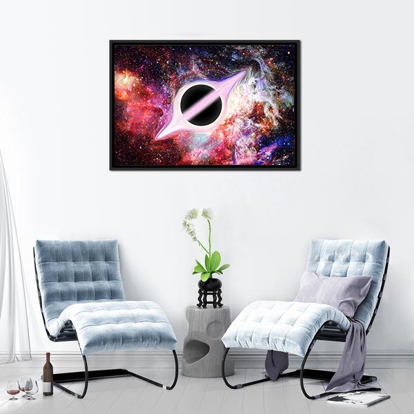 Black Hole In Outer Space Panoramic Canvas Wall Art-1 Piece-36" x 12"-Tiaracle