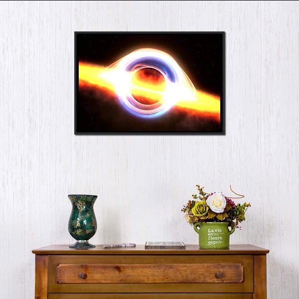 Black Hole In Space Canvas Wall Art-1 Piece-Floating Frame-24" x 16"-Tiaracle