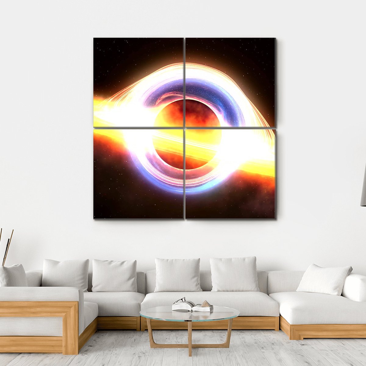 Black Hole In Space Canvas Wall Art-4 Square-Gallery Wrap-17" x 17"-Tiaracle