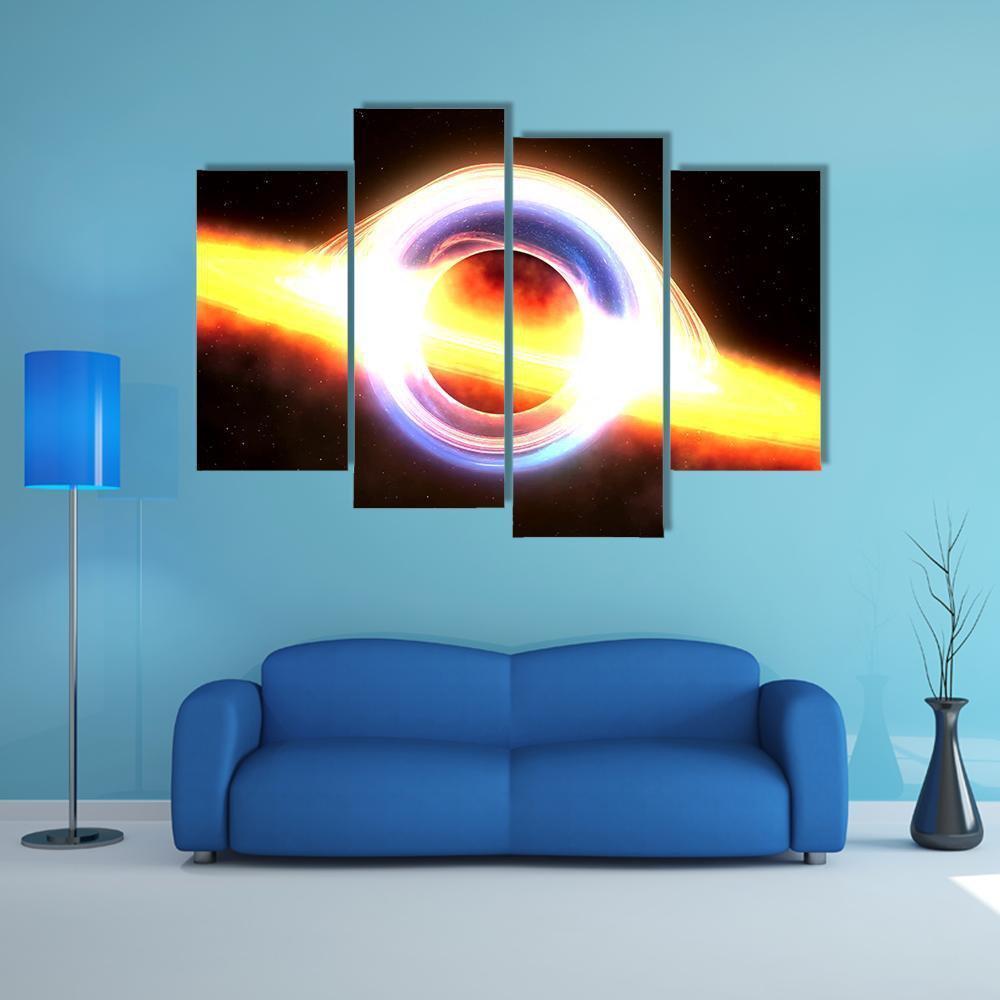 Black Hole In Space Canvas Wall Art-4 Pop-Gallery Wrap-50" x 32"-Tiaracle