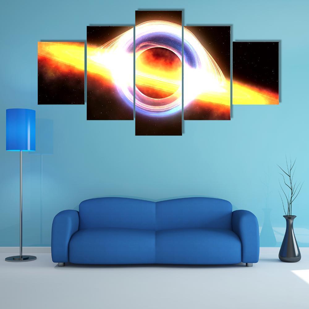 Black Hole In Space Canvas Wall Art-5 Star-Gallery Wrap-62" x 32"-Tiaracle