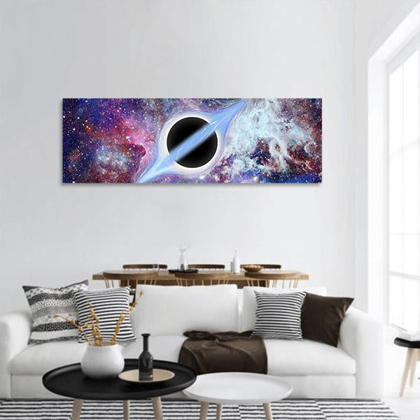 Black Hole Science Fiction Panoramic Canvas Wall Art-3 Piece-25" x 08"-Tiaracle