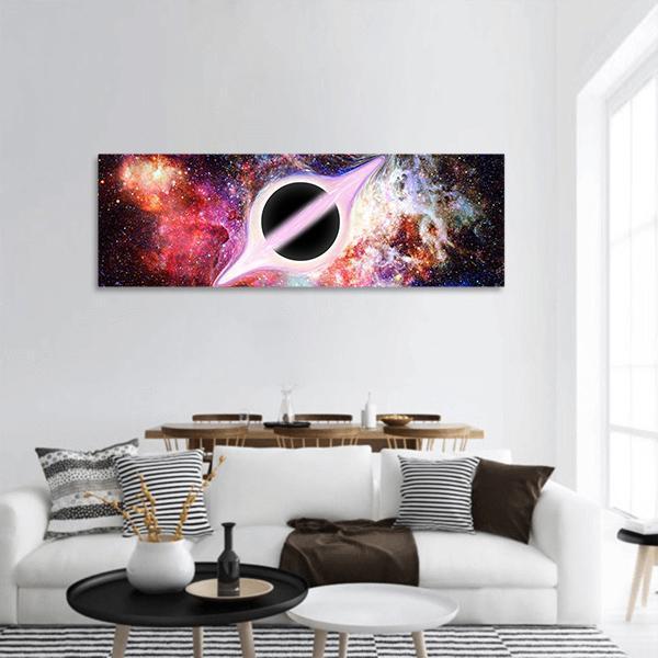 Black Hole In Outer Space Panoramic Canvas Wall Art-1 Piece-36" x 12"-Tiaracle