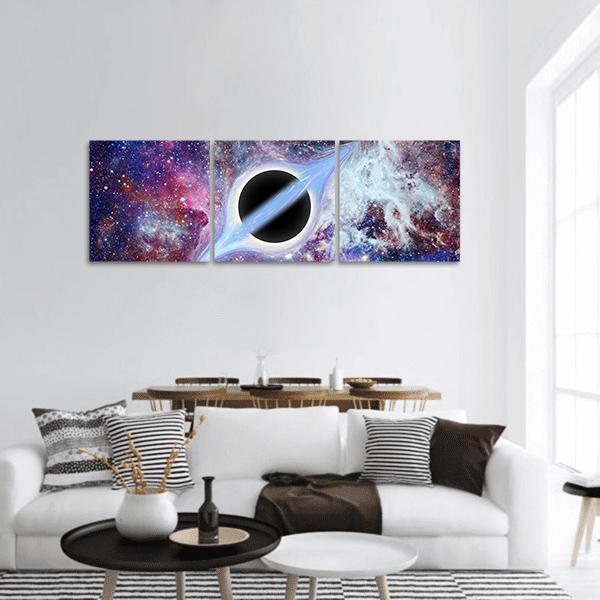 Black Hole Science Fiction Panoramic Canvas Wall Art-3 Piece-25" x 08"-Tiaracle