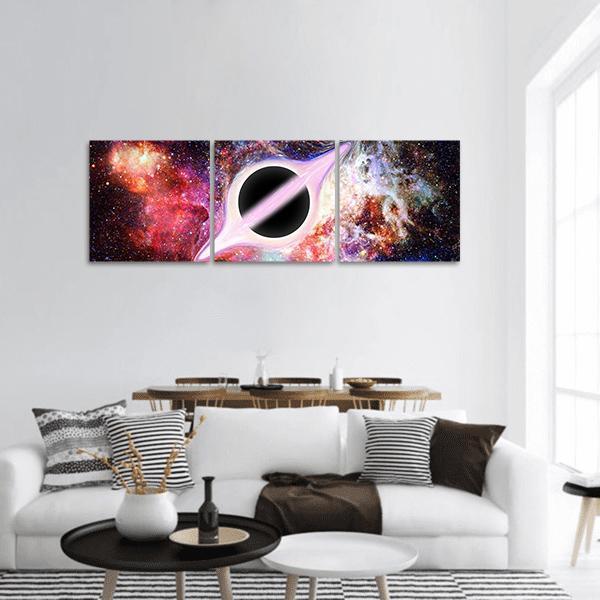Black Hole In Outer Space Panoramic Canvas Wall Art-3 Piece-25" x 08"-Tiaracle