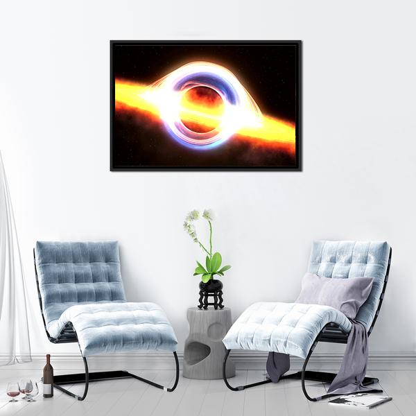 Black Hole In Space Panoramic Canvas Wall Art-1 Piece-36" x 12"-Tiaracle