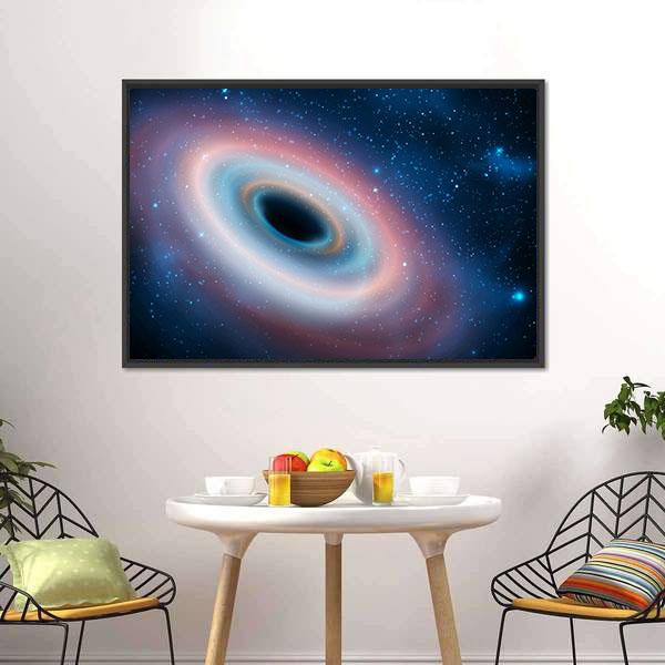 Black Hole In Universe Canvas Wall Art-1 Piece-Floating Frame-24" x 16"-Tiaracle