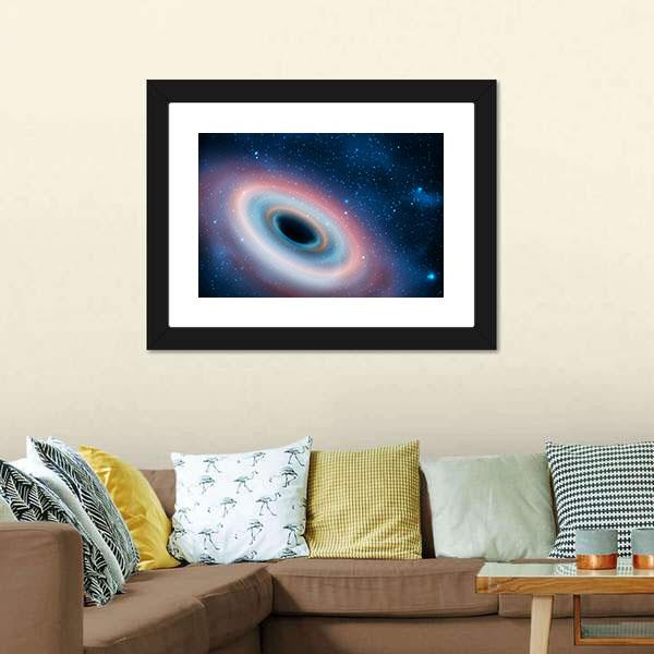 Black Hole In Universe Canvas Wall Art-1 Piece-Framed Print-20" x 16"-Tiaracle